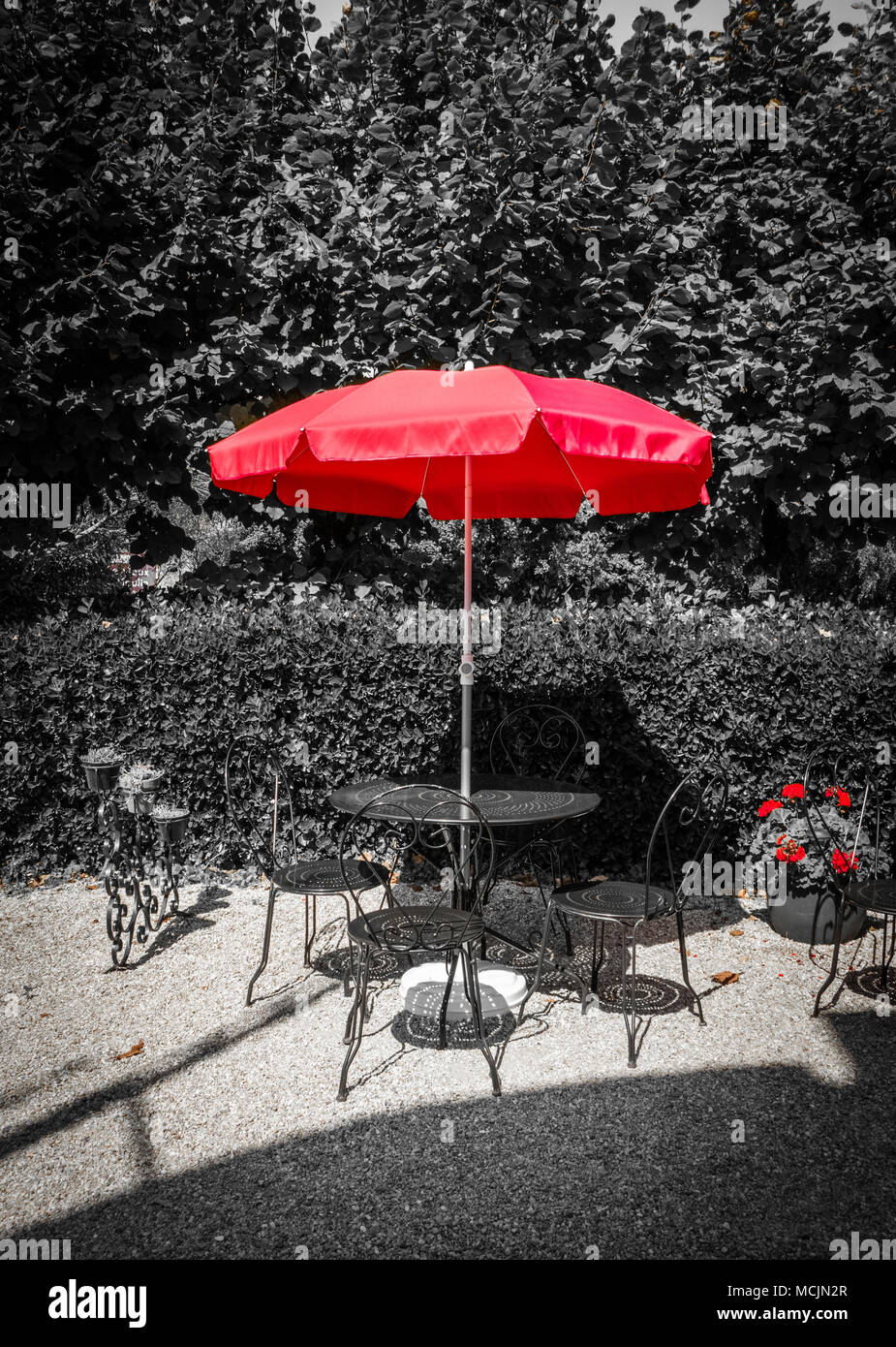 Kontrast Blick auf besondere Anordnung in einem Restaurant, Bretagne, Frankreich, Europa Stockfoto