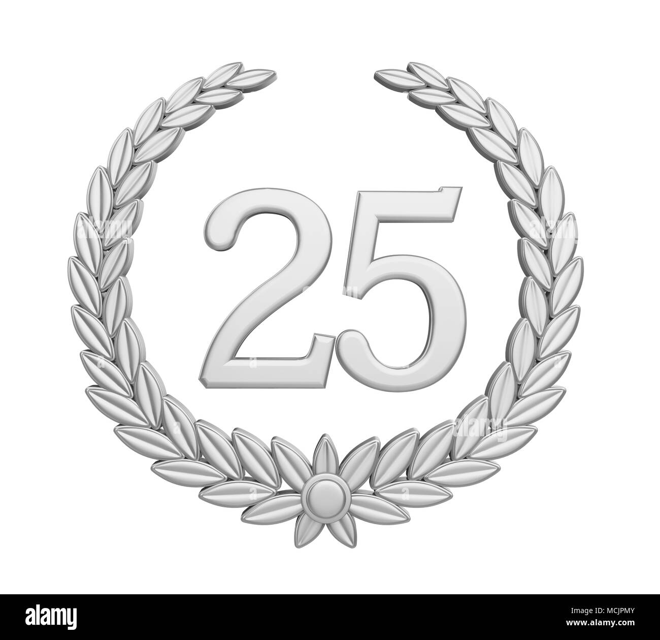 Lorbeerkranz 25. Jahrestag (Silber Hochzeit Konzept) Stockfoto