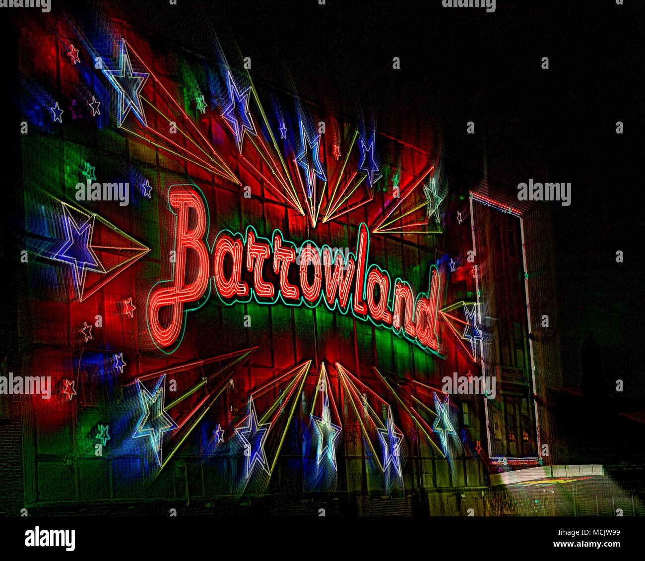 Zeichen logo Neon Lichter der Gerry zimt Konzert nacht Barrowland Ballroom, Konzertsaal Stockfoto