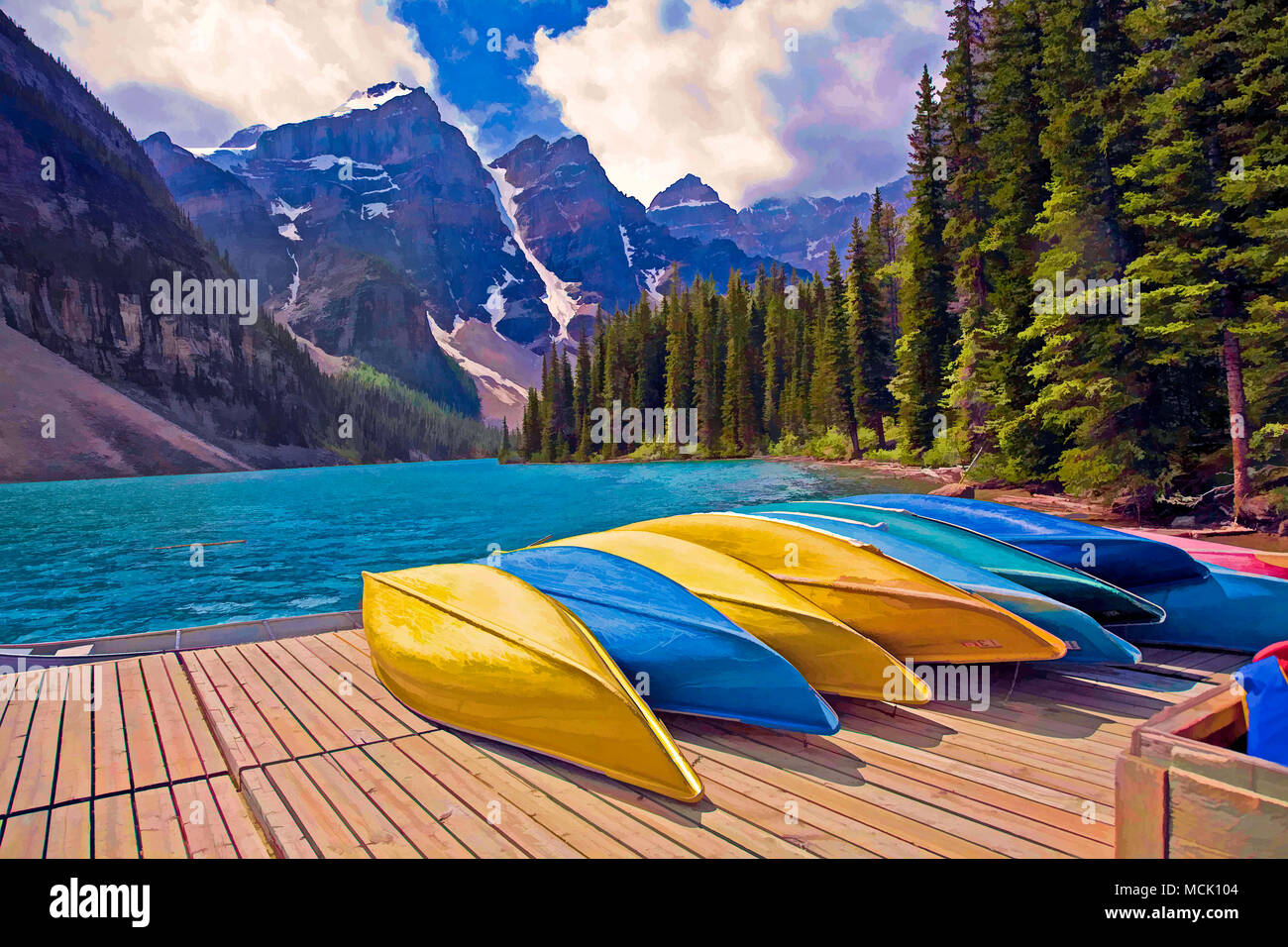Kanada; Alberta; Moraine Lake im Tal der zehn Gipfel in den Kanadischen Rocky Mountains und den Banff National Park, Alberta, Kanada, Nordamerika Stockfoto
