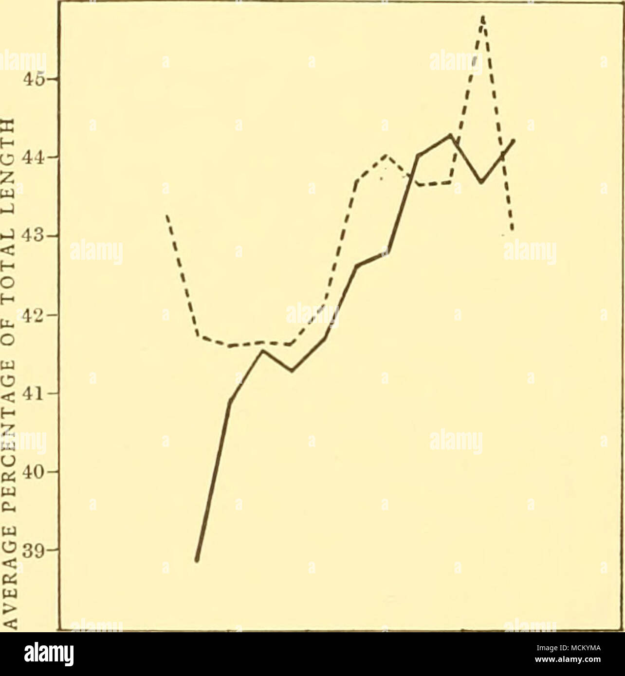 . -1 1 r 15 20 25 LÄNGE DER WAL IN M Abb. 7. Männliche Blauwale. Messung Nr. 6. Tipp von Schnauze bis zur Spitze des Flipper. South Georgia Wale. * Y44-K F-"^X i -//'^ 43-'Z/â â 1 V UJ/w w-u/^^:^42 - 1-//0 - ein 'H^â ¢''/U 41 - / - / 0 UJ/0/&Lt;40 # j â¢â" "/Z/UJ u "39-U) b/w/^38-t tC, 1&lt;'', ''1I' 15 20 LÄNGE DER WAL IN M Abb. 8. Weibliche Blauwale. Messung Nr. 6. Tipp von Schnauze bis zur Spitze des Flipper. Südafrika Wale. Stockfoto