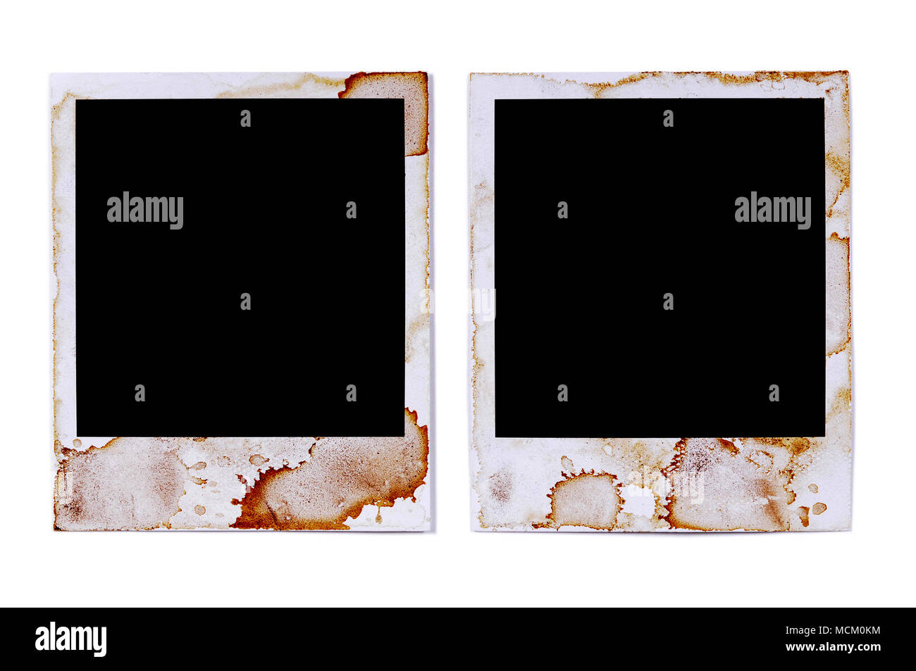 Zwei alte Vintage gebeizt Polaroid Stil leer Foto drucken Frames auf weißem  Hintergrund Stockfotografie - Alamy