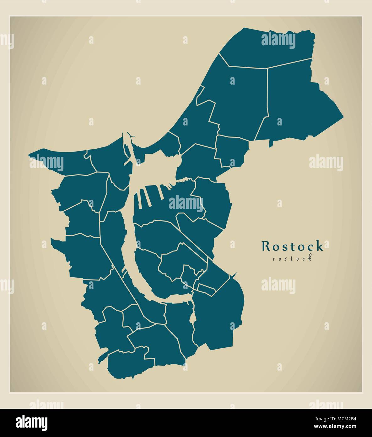 Moderne Stadtplan - Rostock Stadt Deutschlands mit Gemeinden DE Stock-Vektorgrafik - Alamy