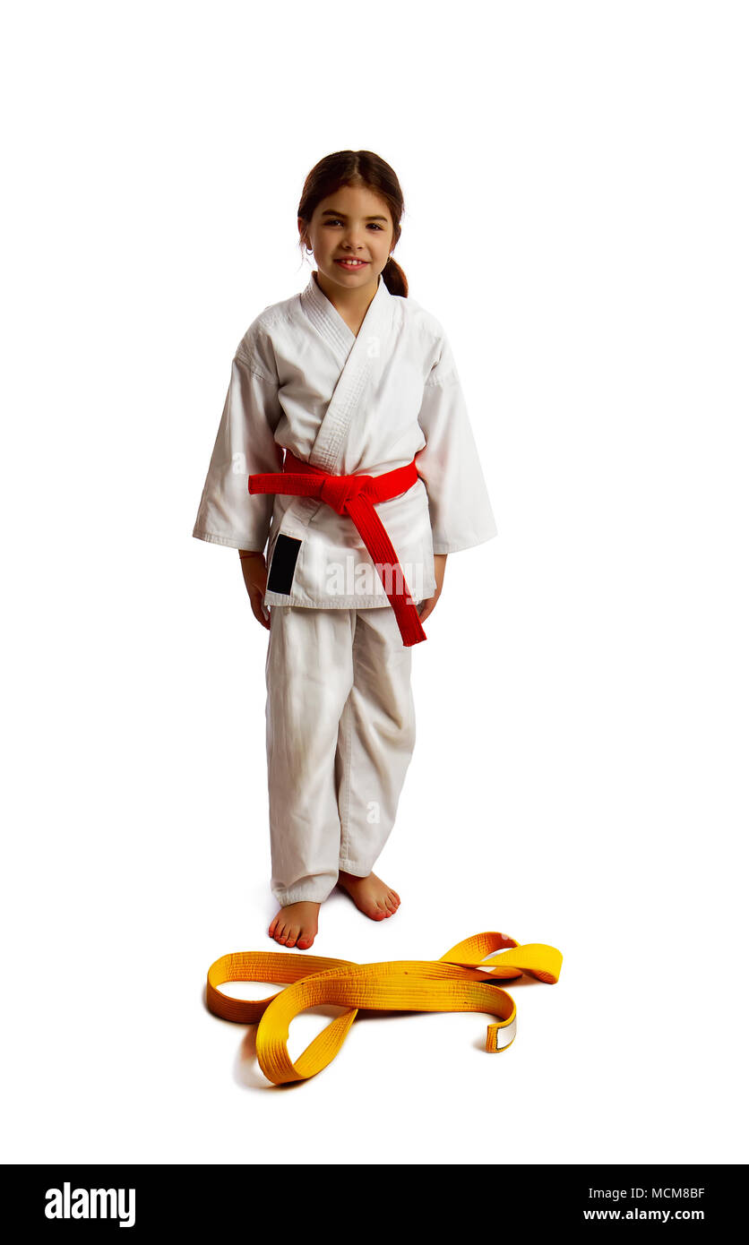 Die Bescheinigung der Karate Mädchen Stockfoto