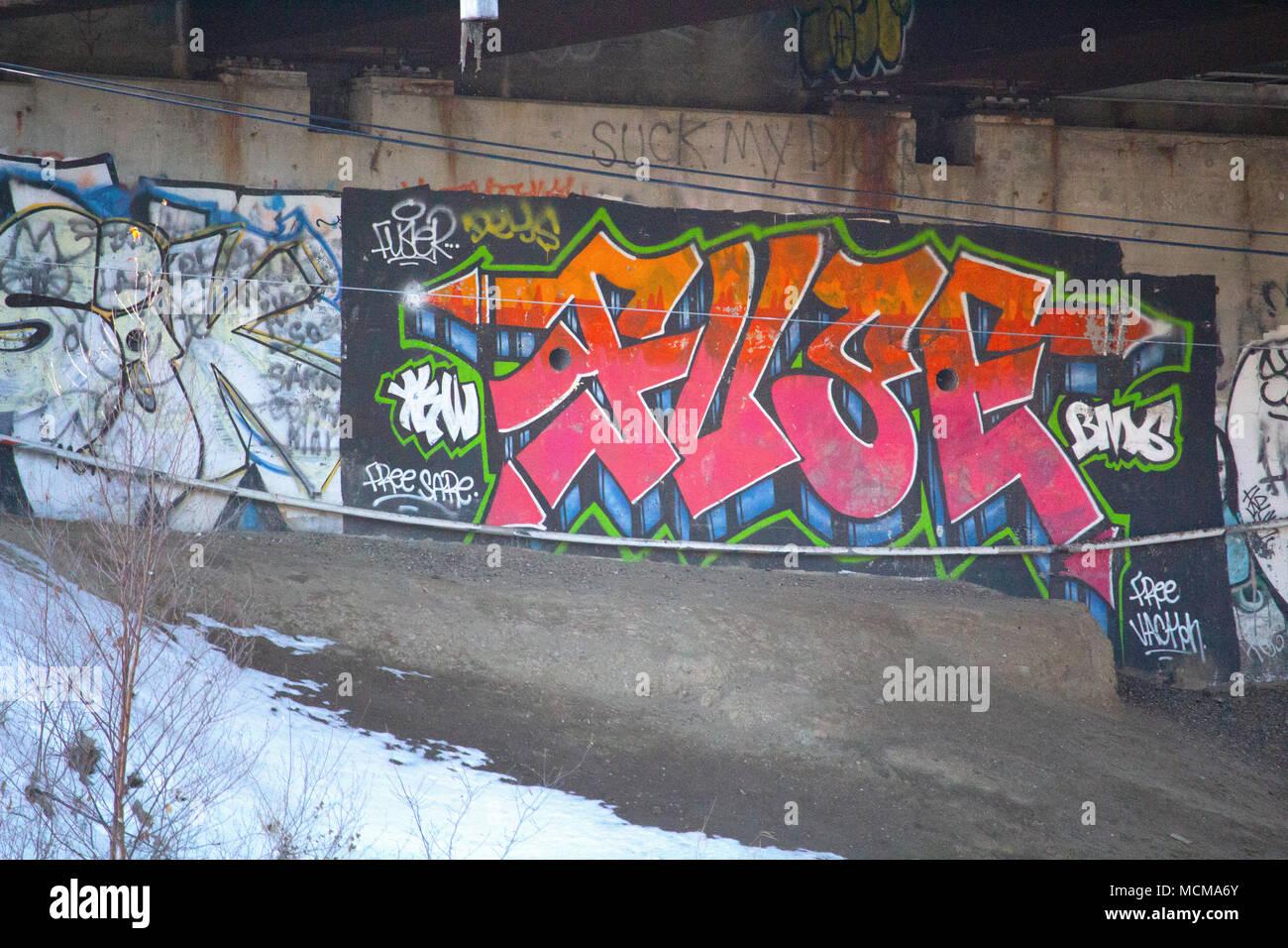 Graffitis und Tags Stockfoto