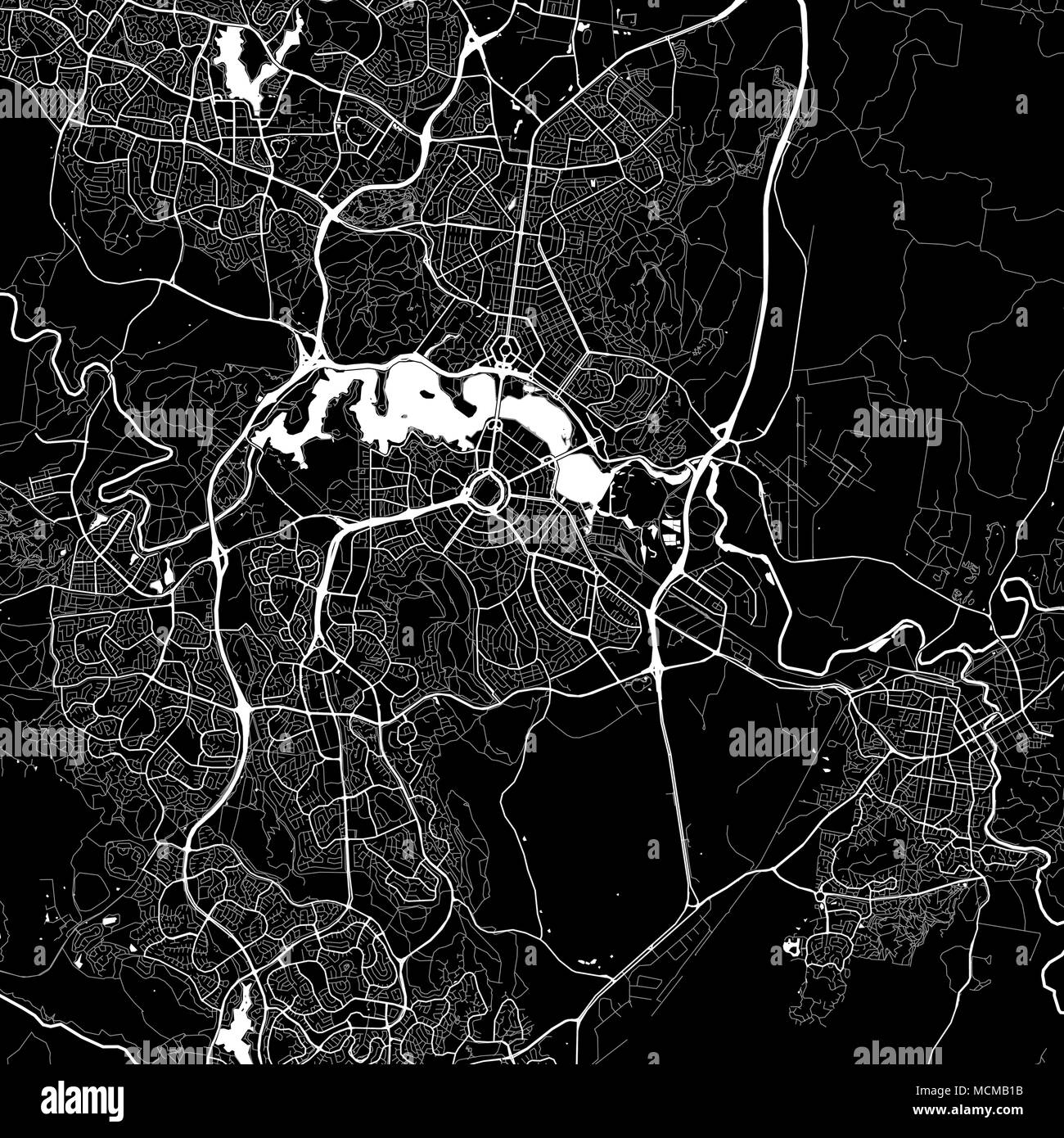 Lageplan von Canberra, Australien. Der dunkle Hintergrund Version für Infografik und Marketing Projekte. Diese Karte von Canberra, Australian Capital Territory, N Stock Vektor