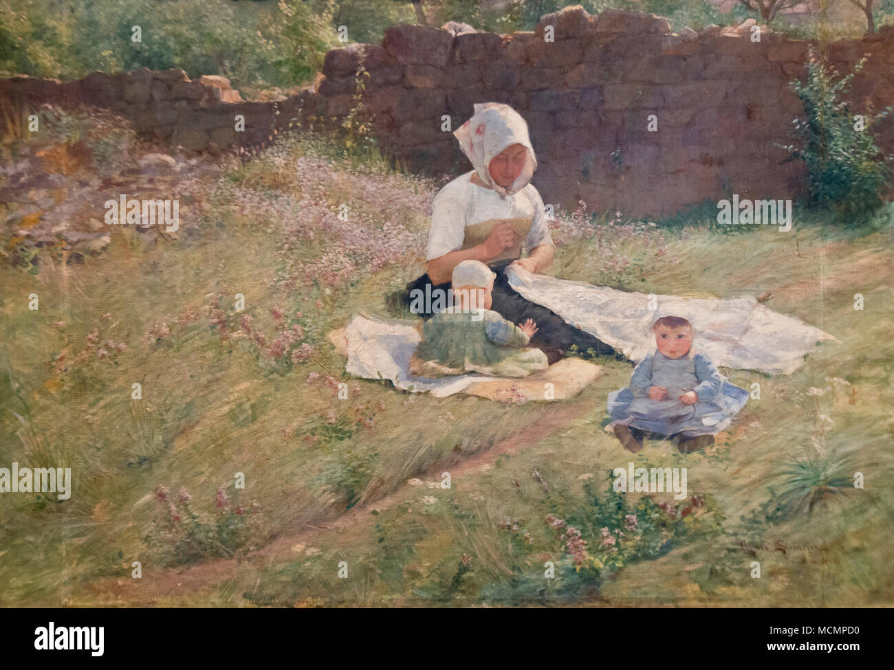 Agnes Steineger - Kinder und Nanny (1890) Stockfoto