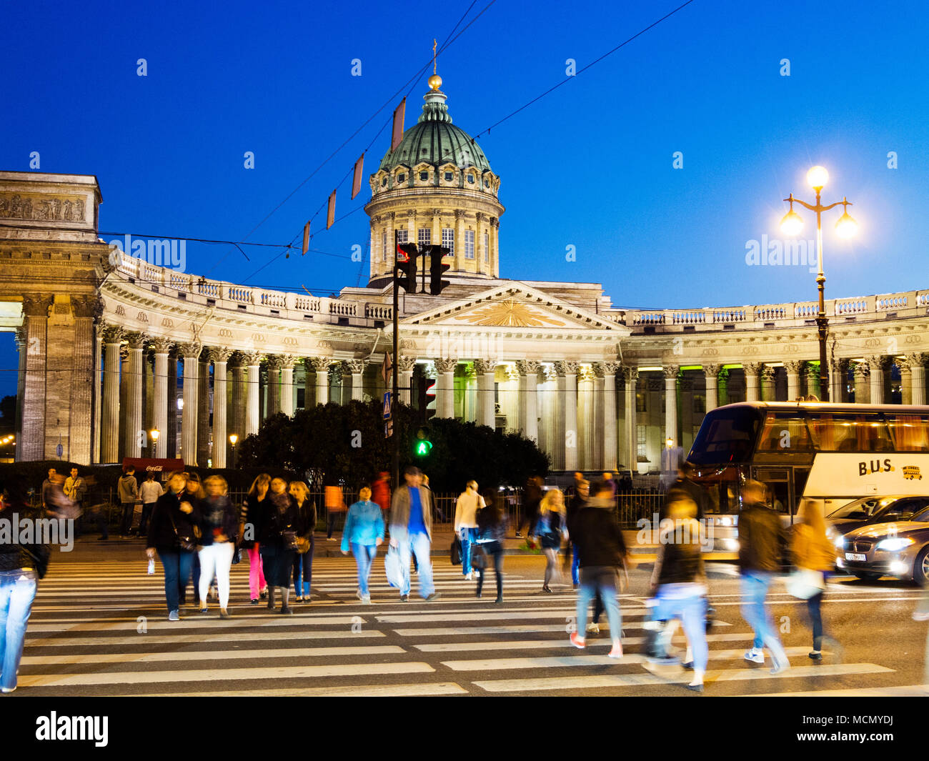 St. Petersburg, Russland: Kathedrale der Muttergottes von Kasan, Nevsky Prospekt Stockfoto