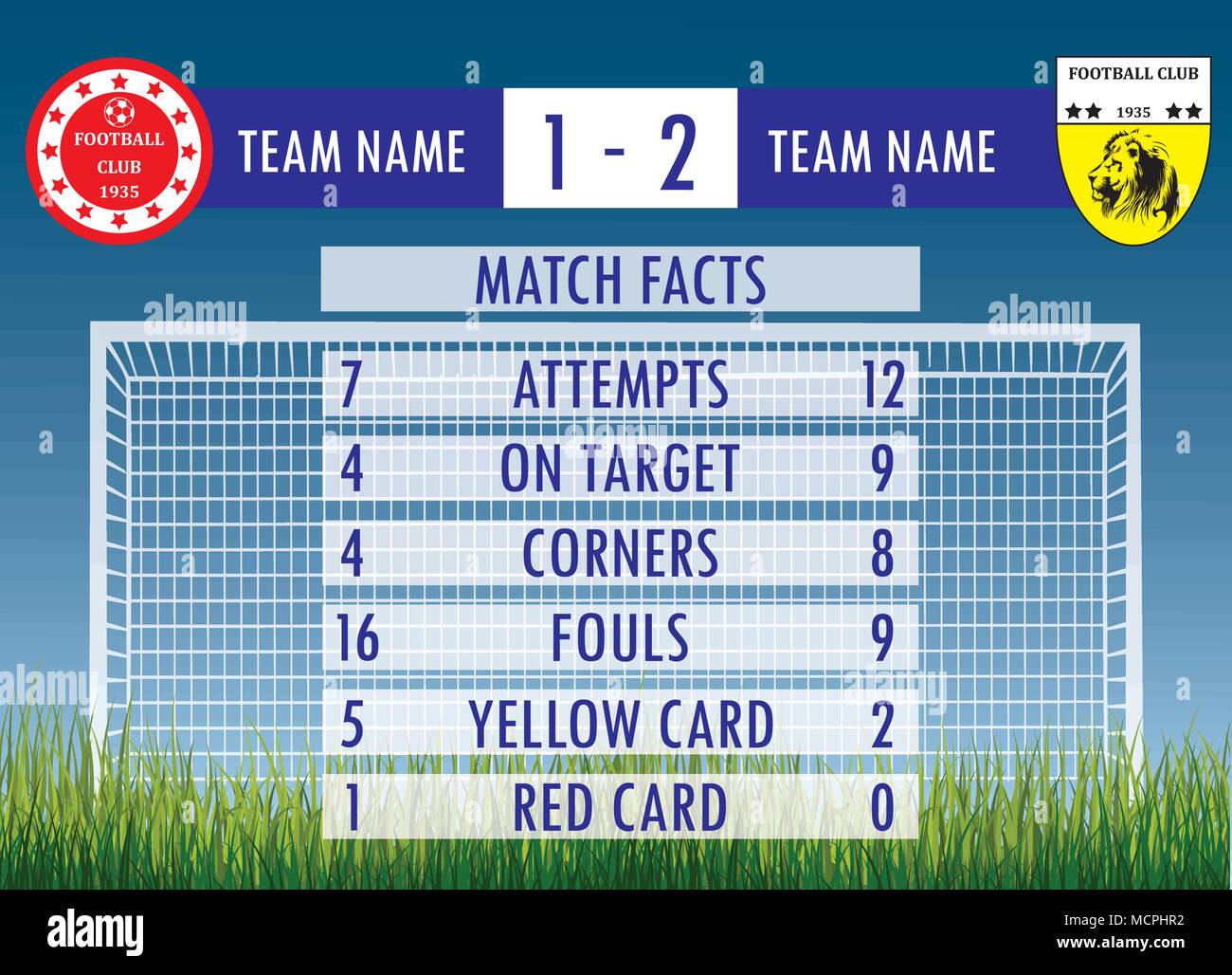 Fussball Oder Football Match Infografik Elemente Und Statistiken Anzeigetafel Und Spielwiese Digitale Hintergrund Vector Illustration Stock Vektorgrafik Alamy