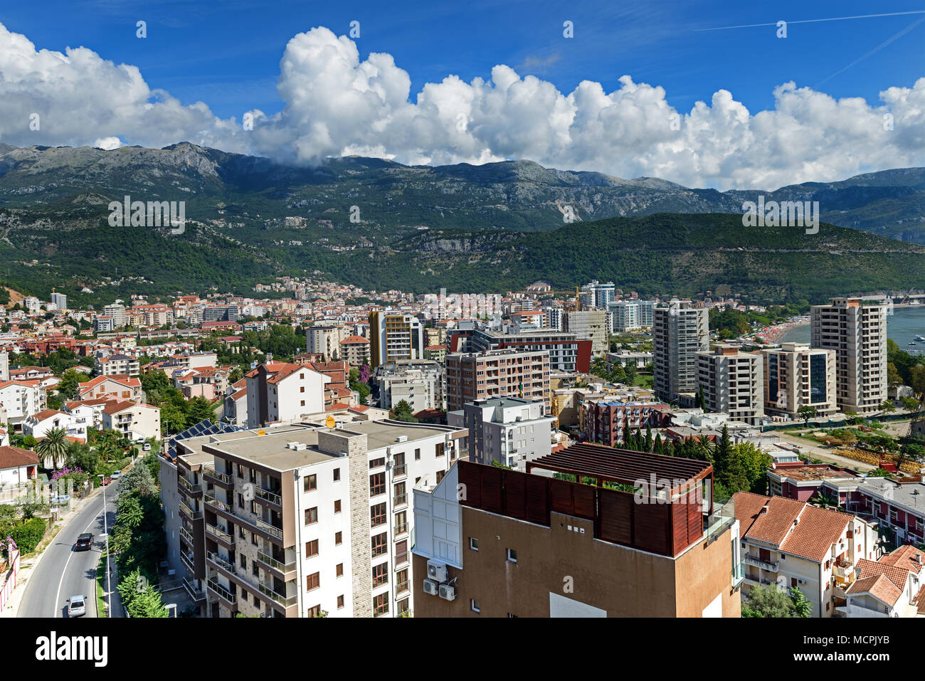 Zentraler Teil von Budva, Montenegro, Adria Küste Stockfoto