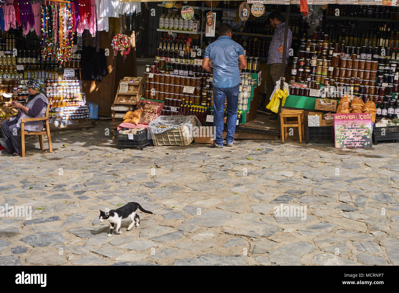 Die Türkei, Izmir, Provinz, Katze im Bazar der traditionellen Dorf Sirince Stockfoto