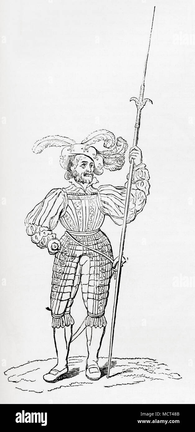 Klage der gerippte und gravierte Rüstung. Aus Old England: eine bildliche Museum, veröffentlicht 1847. Stockfoto