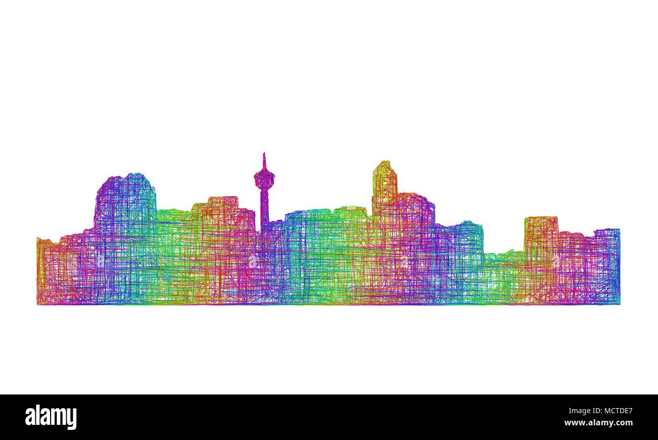 Calgary Skyline Silhouette - multicolor Strichzeichnungen Stock Vektor