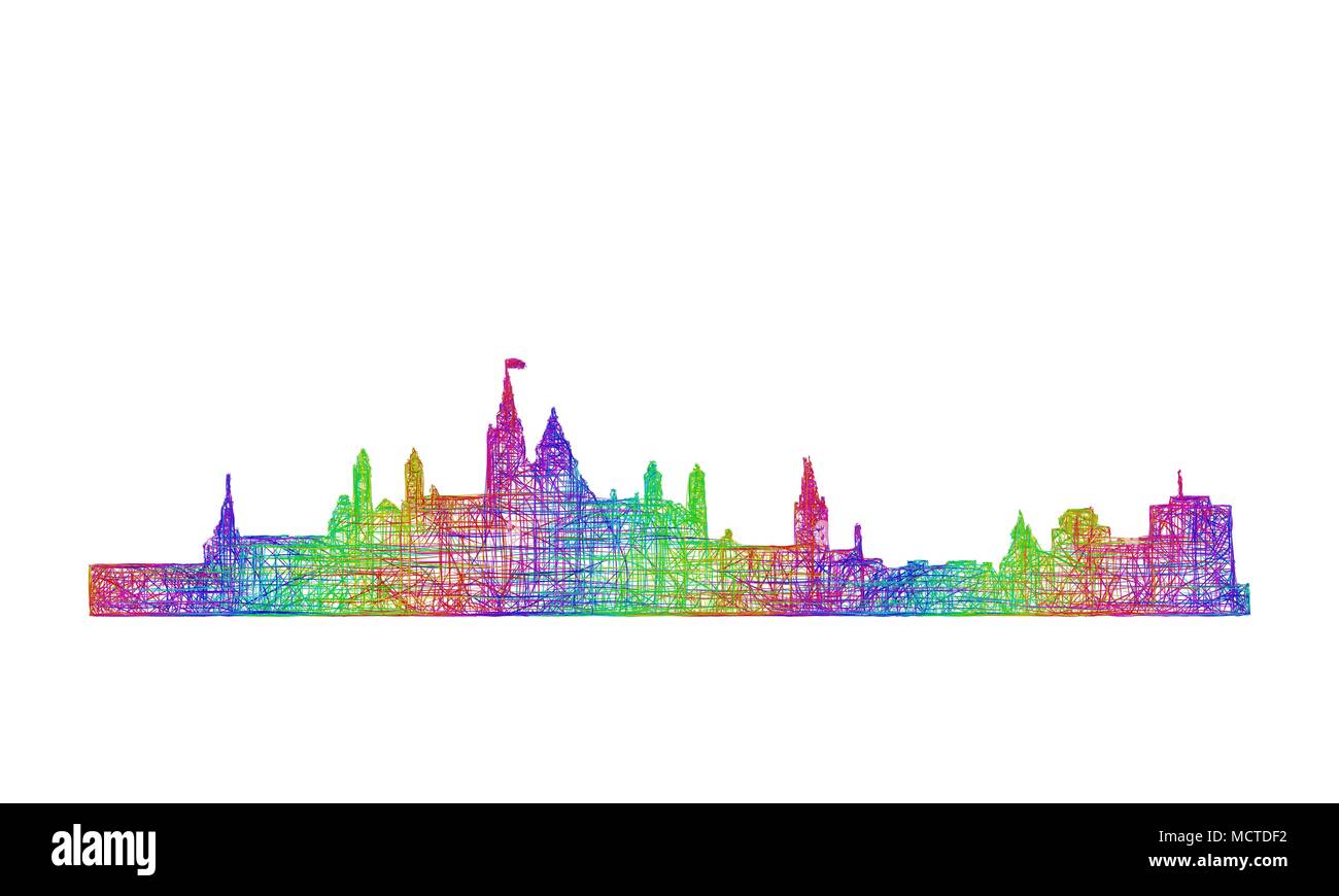 Ottawa Skyline Silhouette - multicolor Strichzeichnungen Stock Vektor