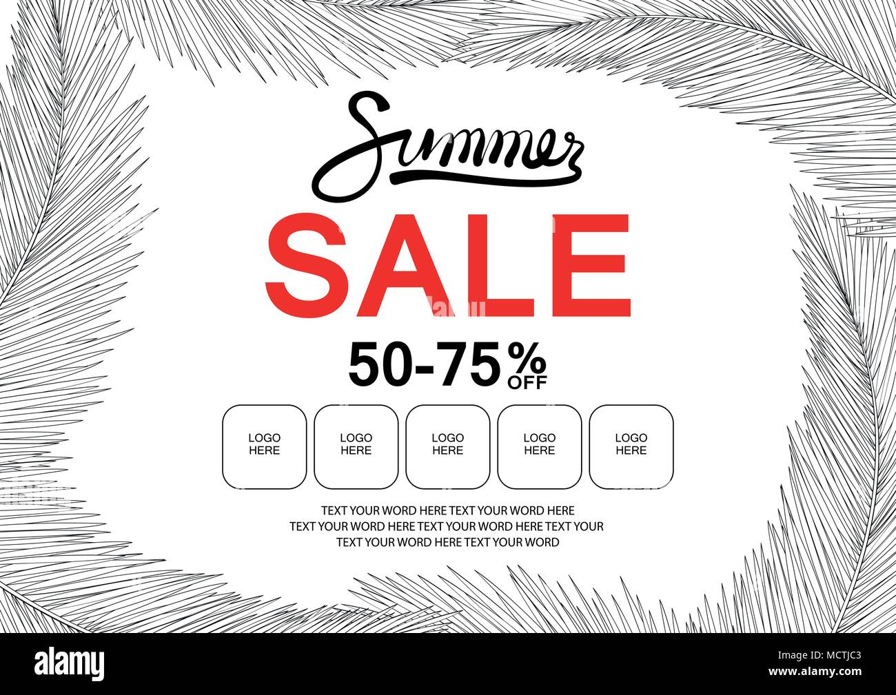 Plakat Oder Hintergrund Design Fur Verkauf Veranstaltung Im Einfachen Stil Mit Platz Fur Text Banner Vorlage Fur Summer Sale Mit Kokosnuss Blatter An Der Grenze Stock Vektorgrafik Alamy