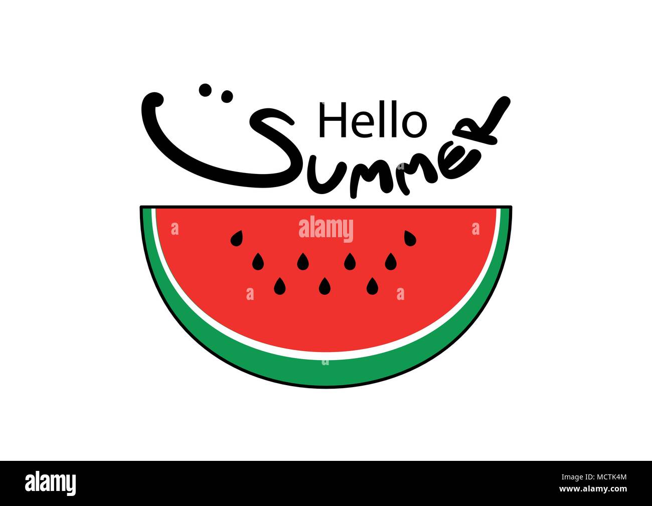 Logo Design für die Sommersaison. Vector Illustration von bunten Wassermelone mit Text auf weißem Hintergrund. Stock Vektor