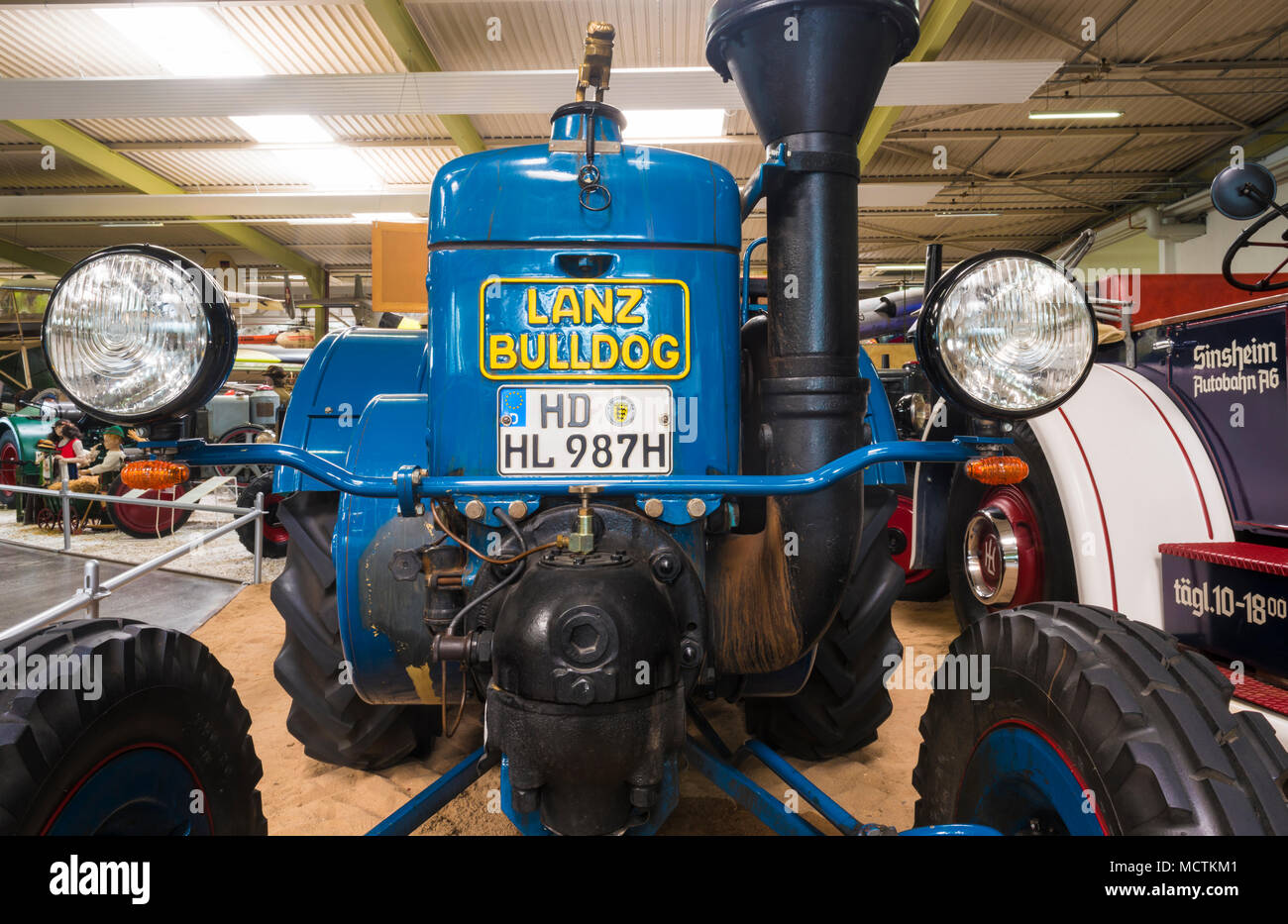 Blue Bulldog Lanz Oldtimer Traktor, Auto- und Technikmuseum Sinsheim, Deutschland Stockfoto