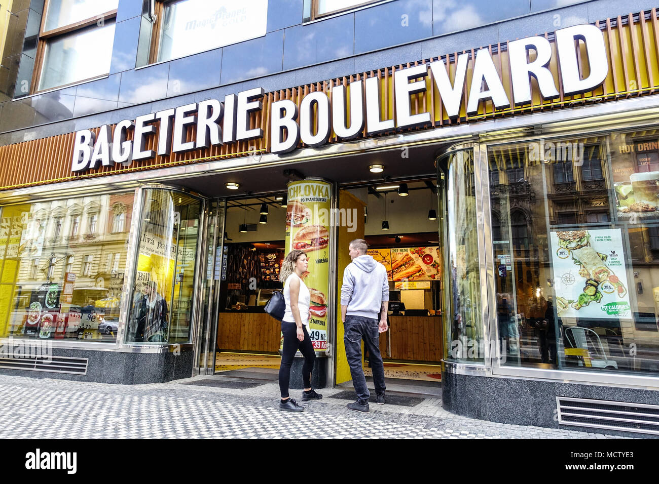 Bageterie Boulevard, Fast Food, Na Porici Strasse, Prag, Tschechische Republik Stockfoto