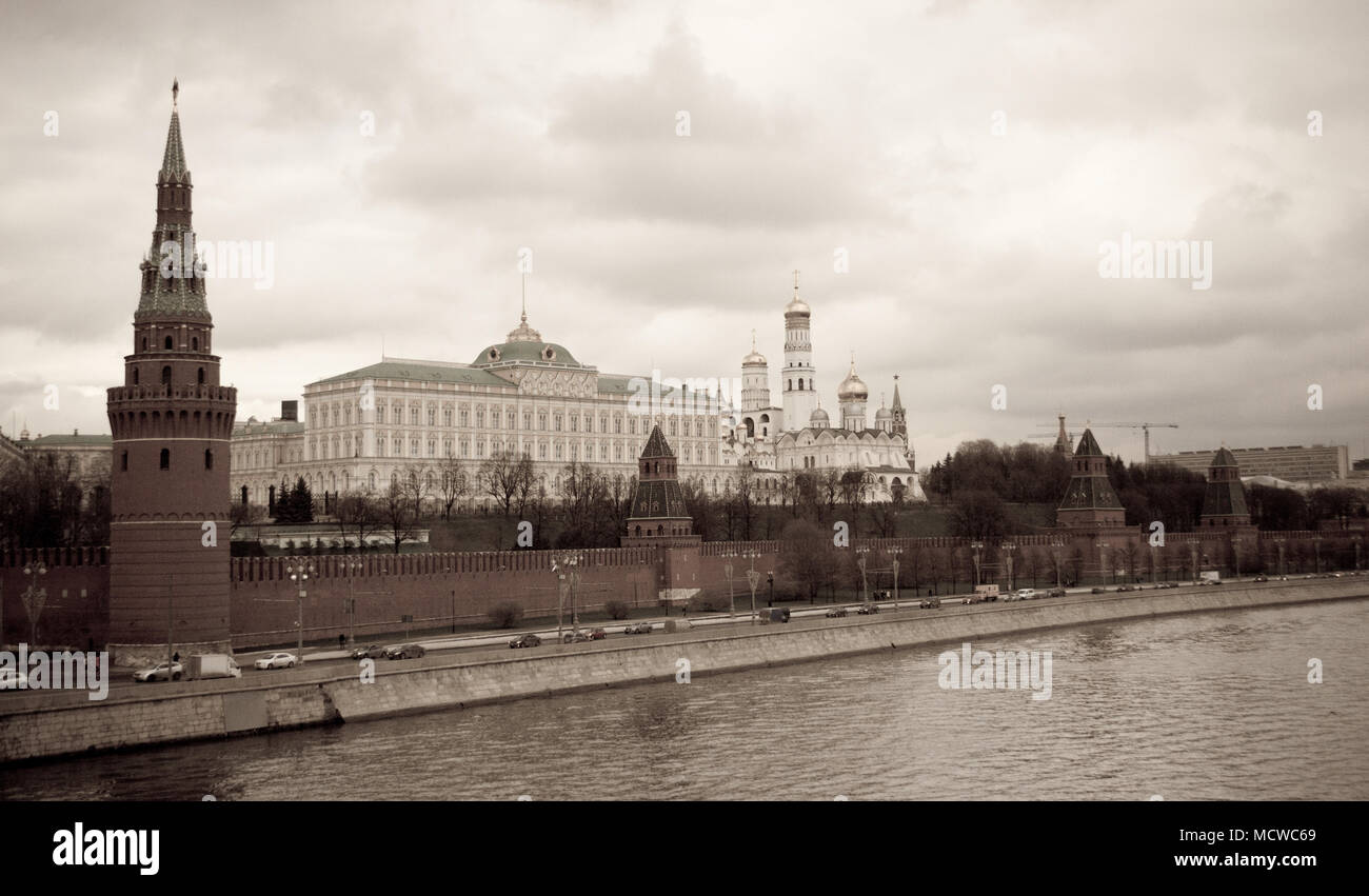 Kreml und Moskwa Fluss, Moskau, Russland Stockfoto