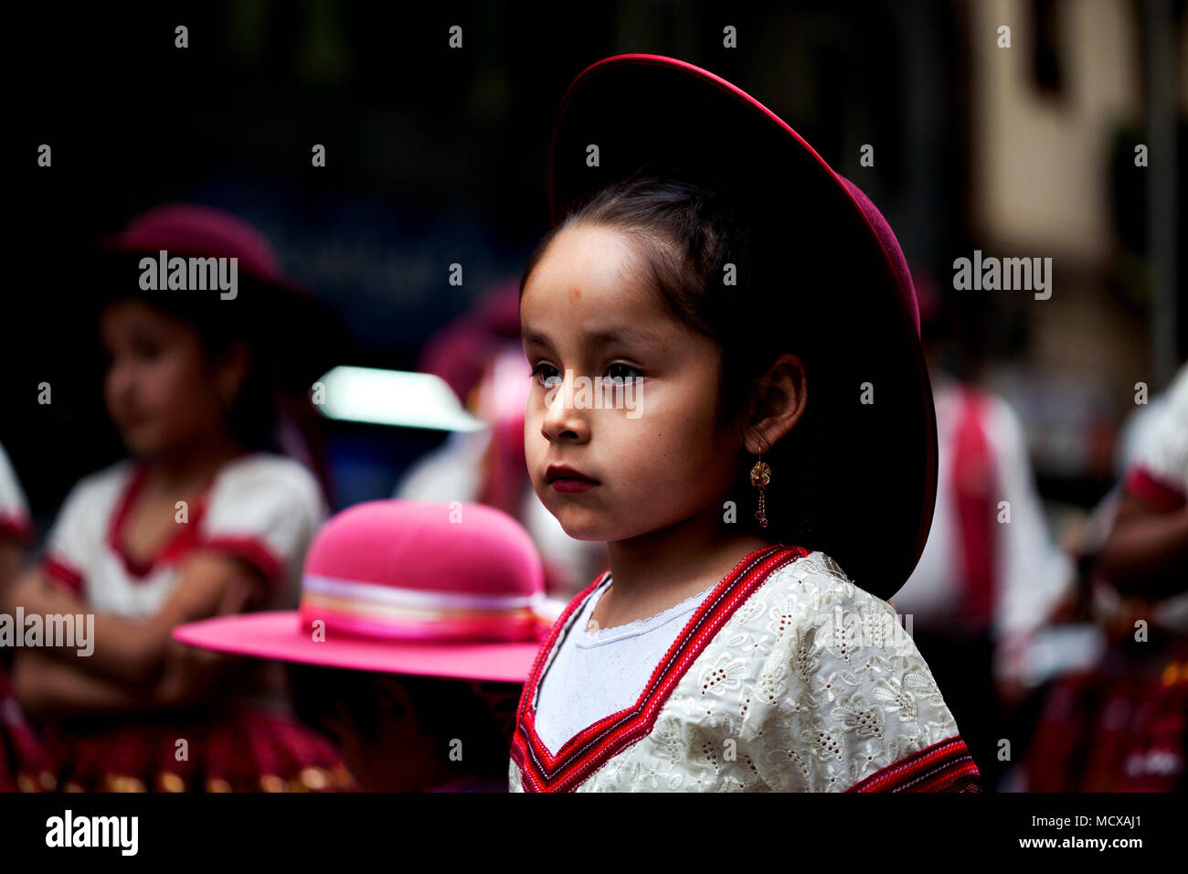 Feiern bolivianische Kultur in Barcelona, Spanien. Stockfoto