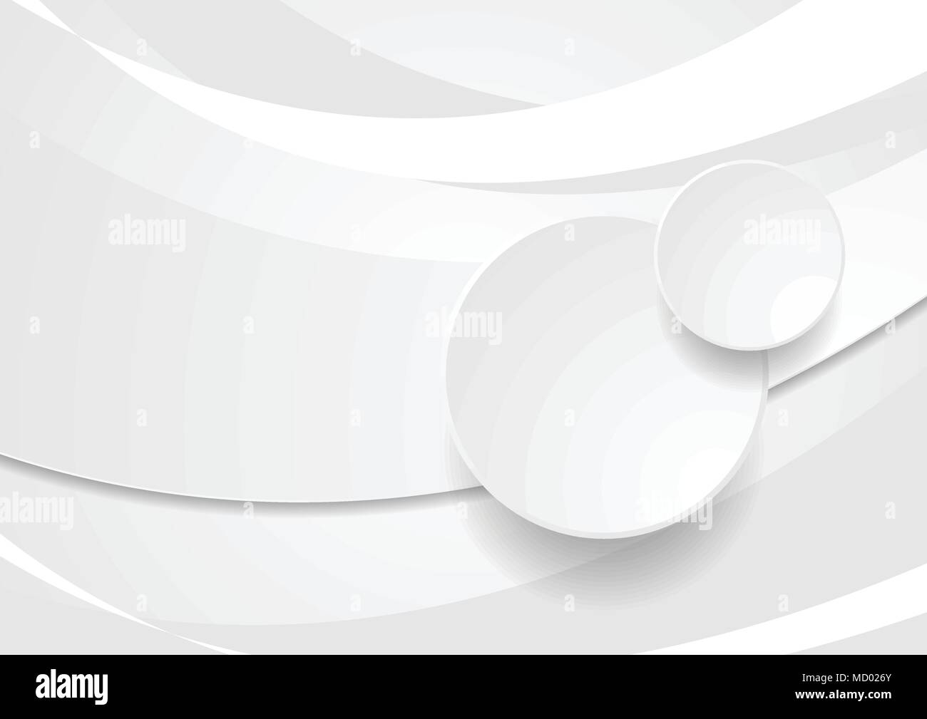 Grau und Weiß gewellt Abstract vector Hintergrund mit Kreisen Stock Vektor