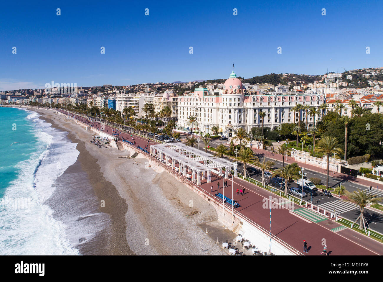 Nizza, Frankreich, Luftbild von Promenade des Anglais, Cote d'Azur, Stockfoto