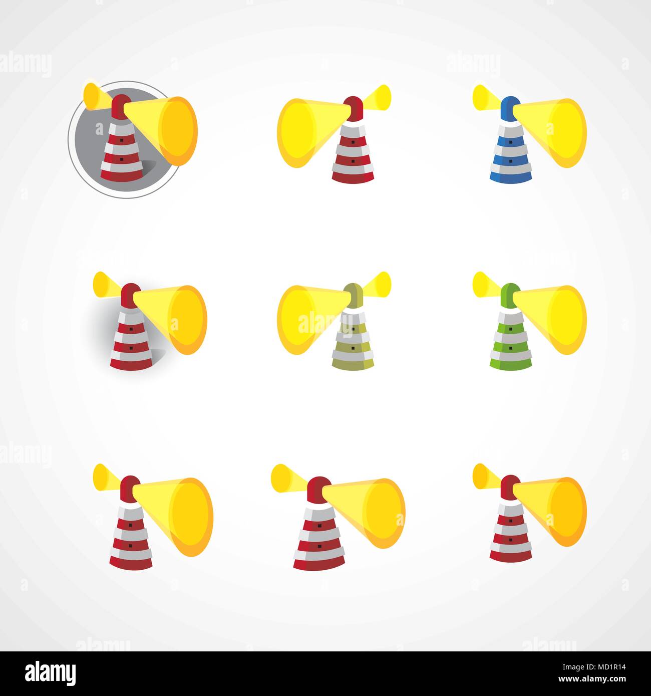 Abstrakte Leuchtturm Icons Sammlung Stock Vektor