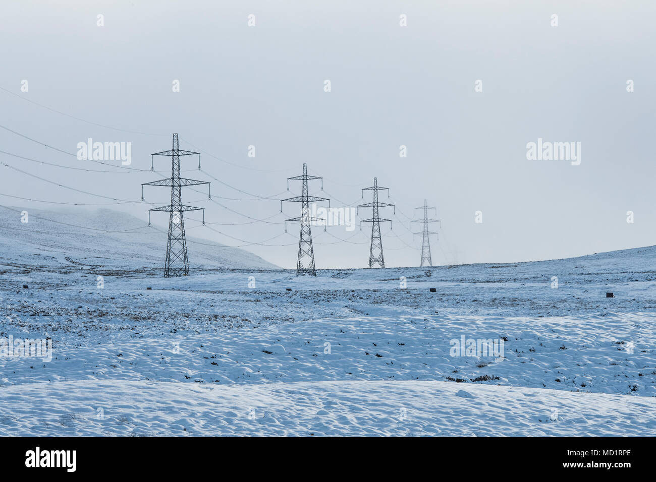 Masten auf einem Schottischen Berge im Winter Stockfoto