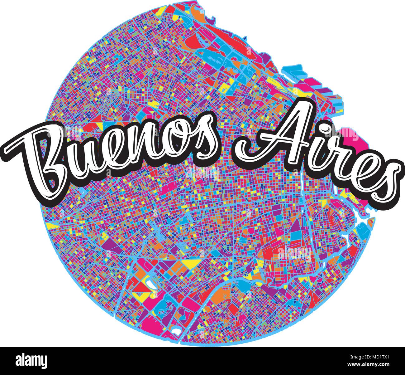 Buenos Aires mit schriftlicher Schlagzeile. Reisen die Welt Konzept Vektor Bild für digitales Marketing und Postern. Stock Vektor