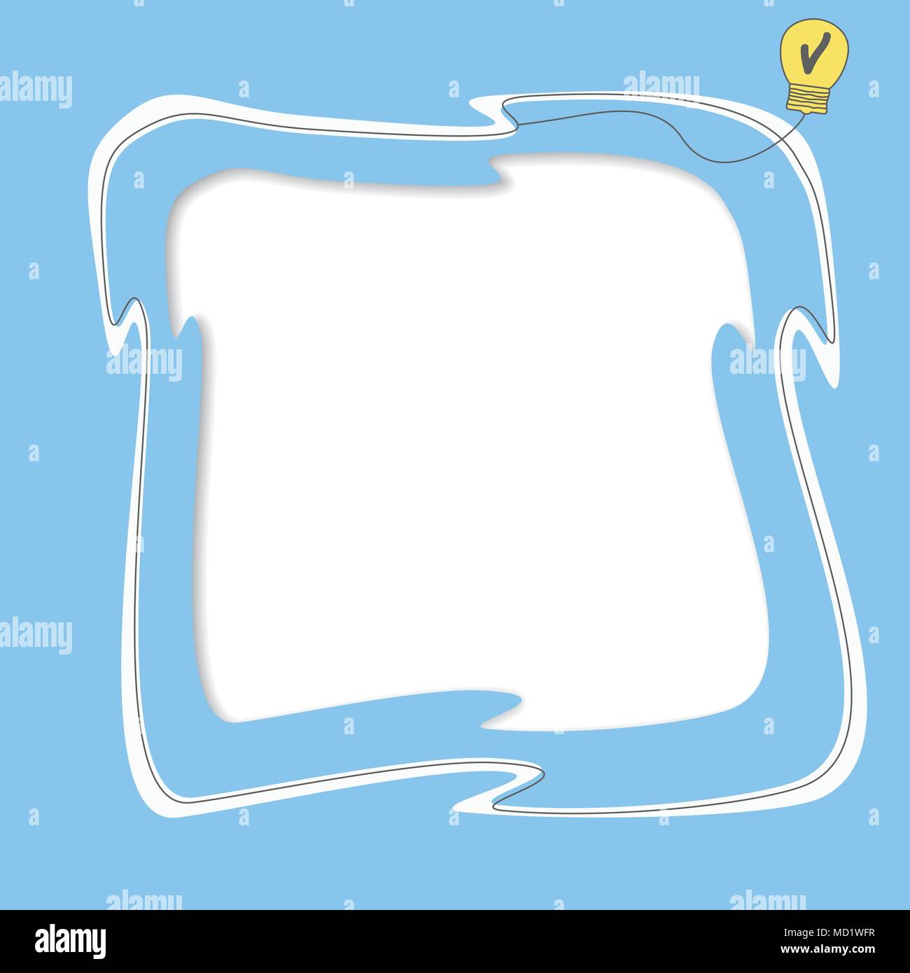 Weißer Text frame, gelbe Glühbirne Idee mit Überprüfungen auf blauem Hintergrund Stock Vektor