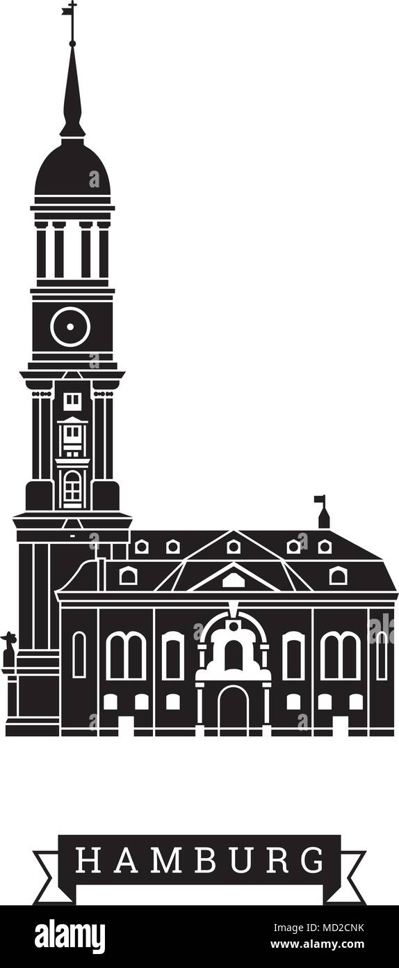 Silhouette Vector Illustration der Michel, Saint Michaels Kirche in Hamburg, Deutschland Stock Vektor