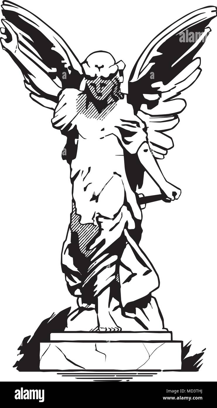 Engel Statue - Retro Clipart Illustration Stock Vektor