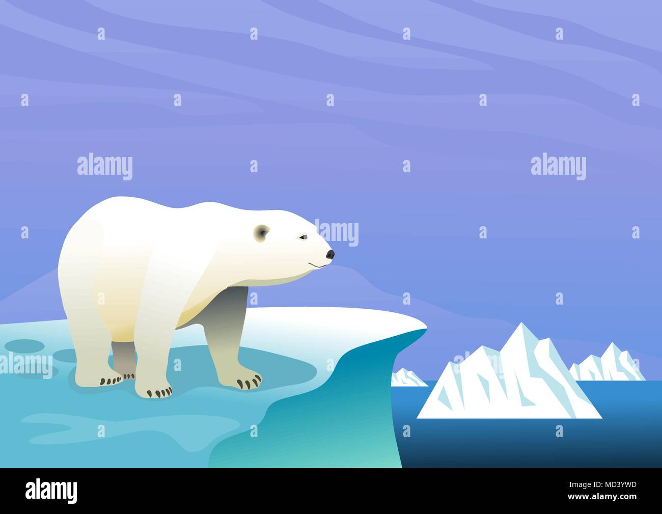 Hintergrund Mit Arktischen Landschaft Mit Eisbar Vector Illustration Stock Vektorgrafik Alamy