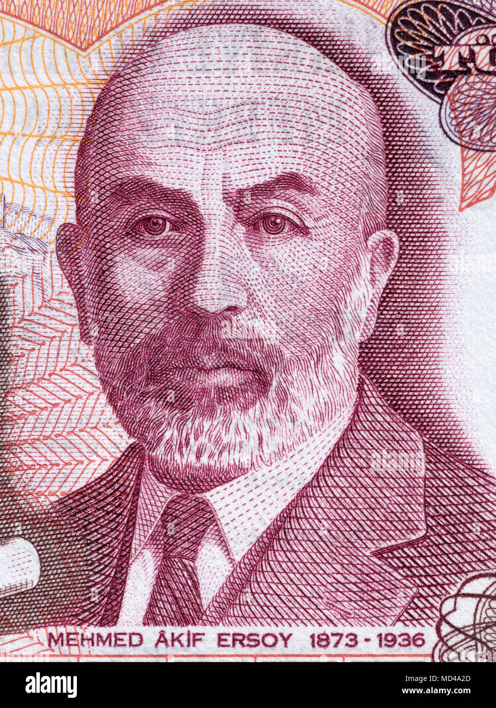 Mehmet Akif Ersoy Portrait von türkischen Geld Stockfoto