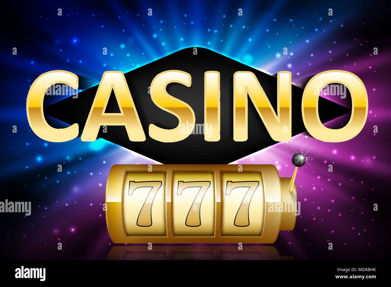 Jackpot shiny gold Lucky Casino lotto Label mit neon Rahmen. Casino 777 Jackpot Gewinner design Glücksspiel mit leuchtenden Text. Vector Illustration EPS 10. Stock Vektor