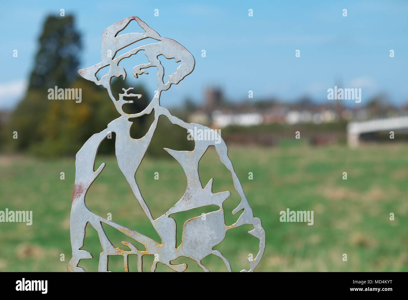 Hereford, Großbritannien - ein Denkmal für Violette Szabo WW2 SOE Secret Agent entlang der Hereford Greenway Weg, Hereford Stadt Rotherwas Stockfoto
