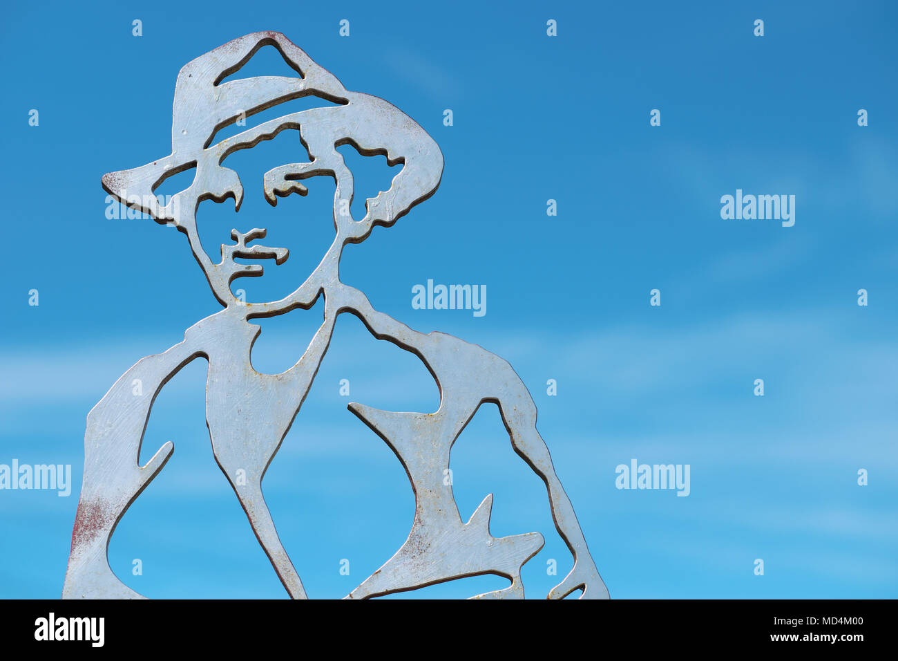 Hereford, Großbritannien - ein Denkmal für Violette Szabo WW2 SOE Secret Agent entlang der Hereford Greenway Weg, Hereford Stadt Rotherwas Stockfoto