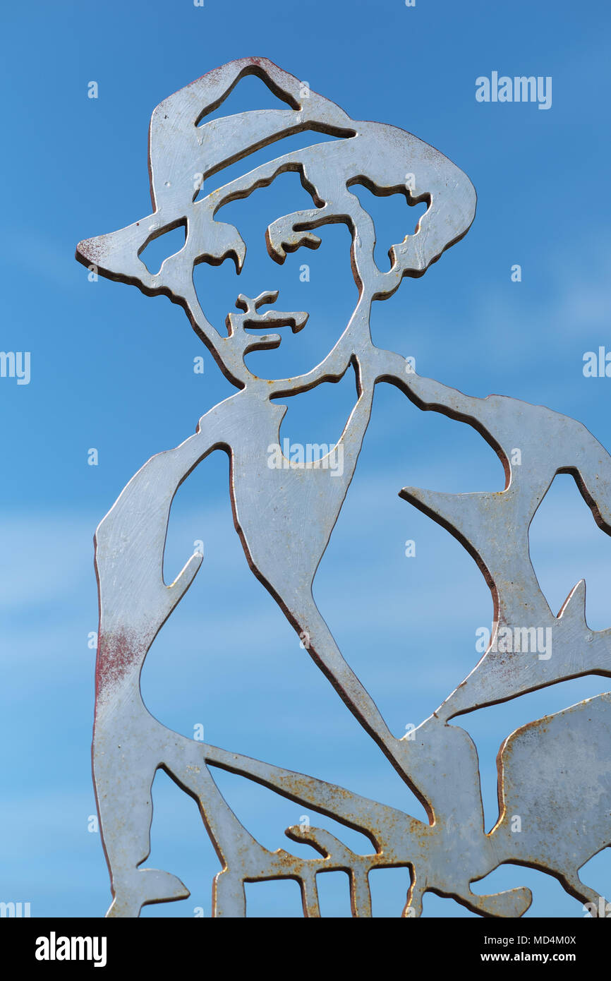 Hereford, Großbritannien - ein Denkmal für Violette Szabo WW2 SOE Secret Agent entlang der Hereford Greenway Weg, Hereford Stadt Rotherwas Stockfoto