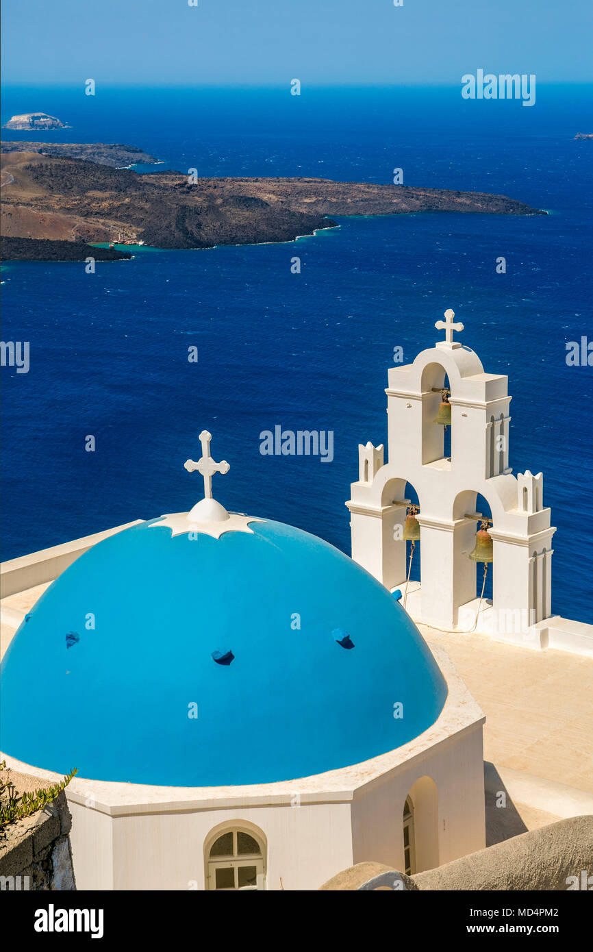 Agios Minas Kirche. Firostefani. Die Insel Santorini. Kykladen Inseln. Griechenland Stockfoto