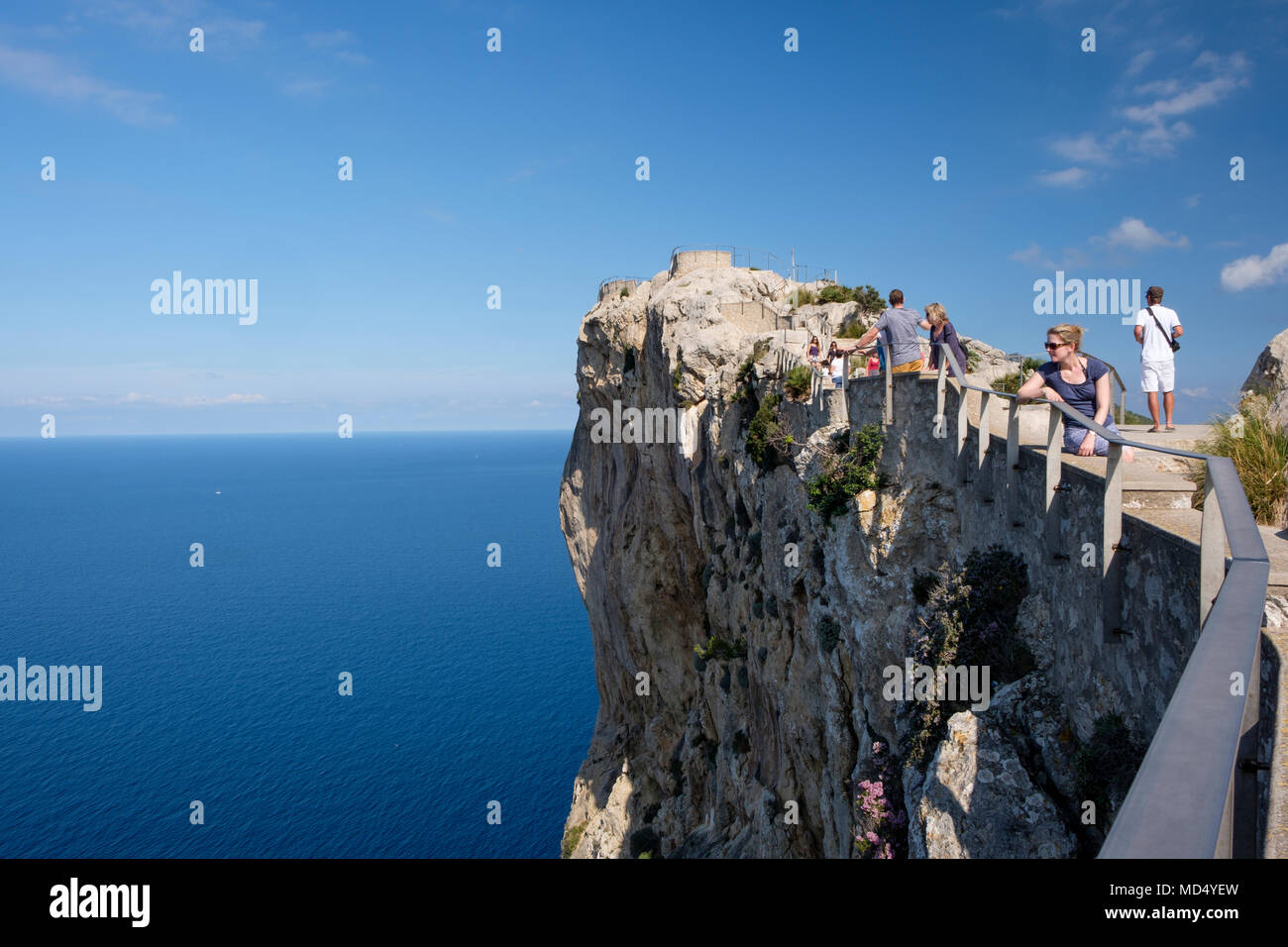 Blick vom Mirador d es Colomer, Mirador de Mal Pas, Cap de Formentor, Formentor, Mallorca, Balearen, Spanien, Europa Stockfoto
