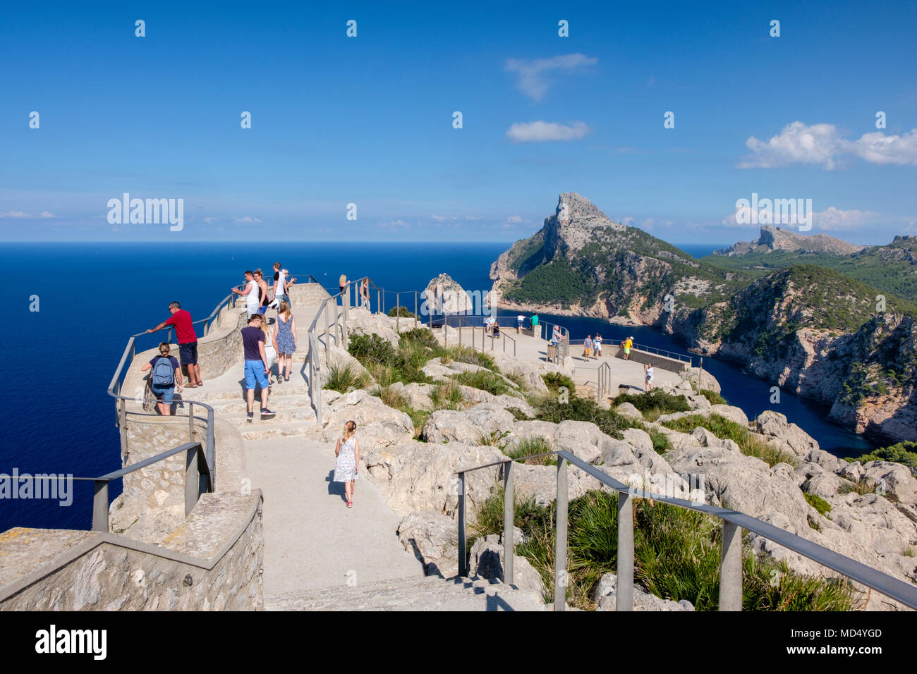 Blick vom Mirador d es Colomer, Mirador de Mal Pas, Cap de Formentor, Formentor, Mallorca, Balearen, Spanien, Europa Stockfoto
