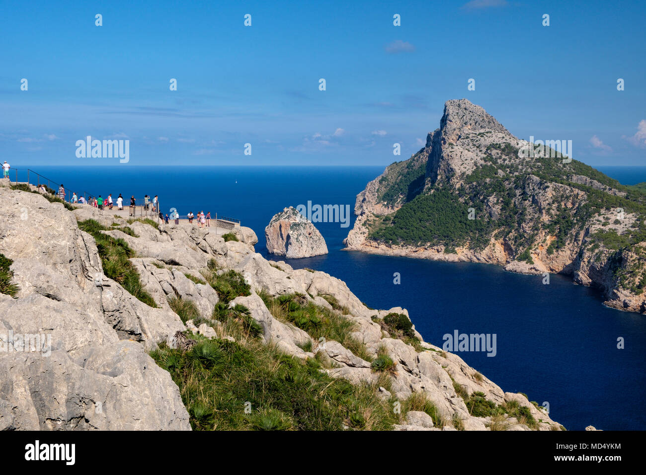 Blick vom Mirador d es Colomer, Mirador de Mal Pas, Cap de Formentor, Formentor, Mallorca, Balearen, Spanien, Europa Stockfoto