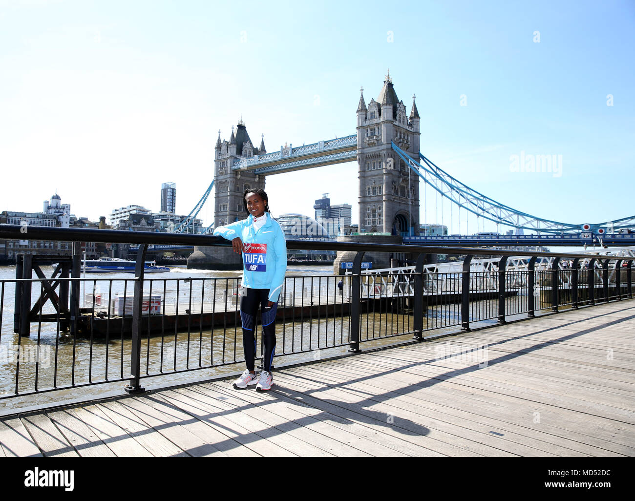 Äthiopiens Tigist Tuffstein stellt während der Medien Tag im Tower Hotel London. Stockfoto