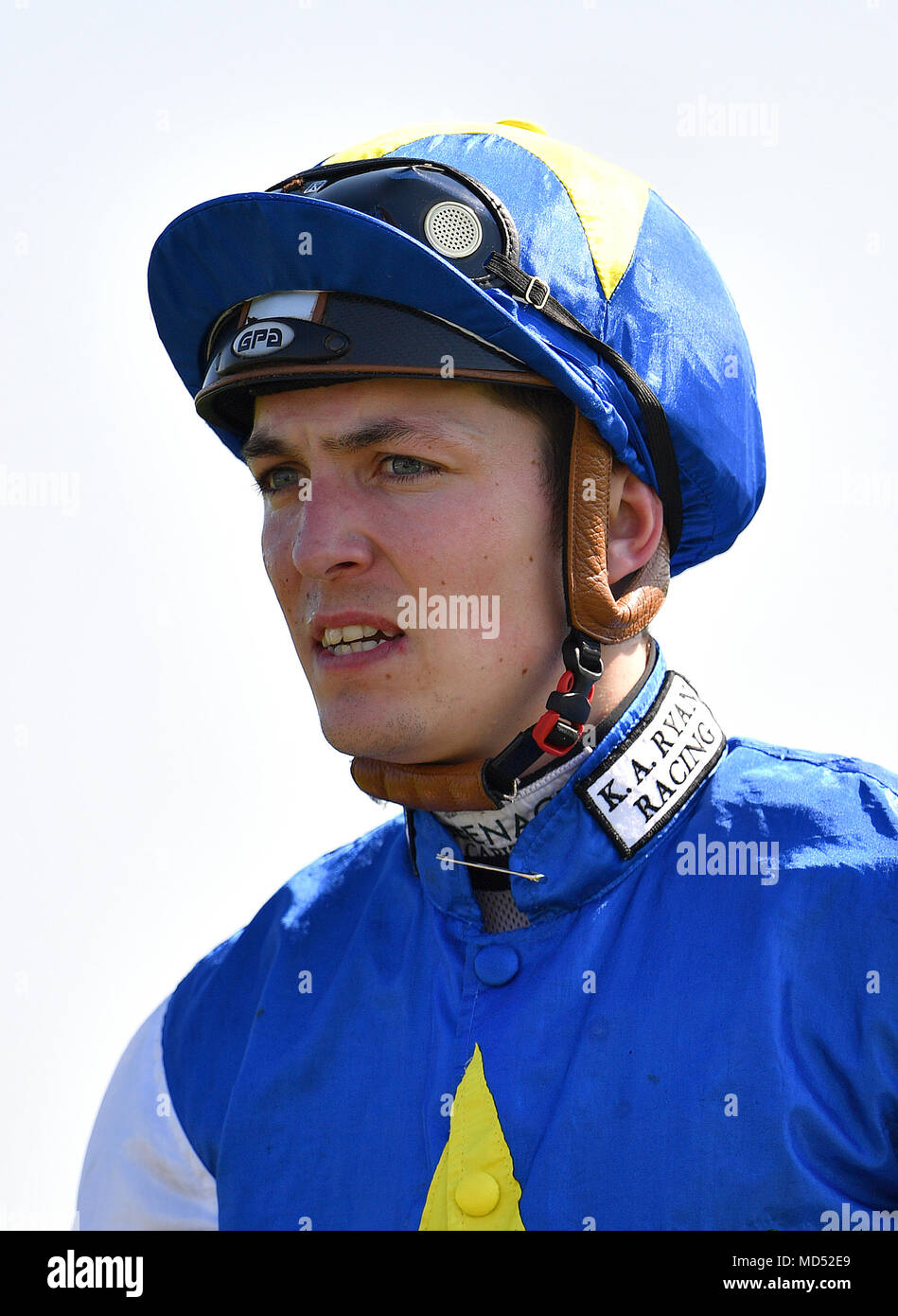 Jockey Kevin Stott nach der bet365 Freie Europäische Behinderung bei Tag zwei Der Bet365 Craven Treffen in Newmarket Racecourse. PRESS ASSOCIATION Foto. Bild Datum: Mittwoch, 18. April 2018. Siehe PA Geschichte RACING Newmarket. Photo Credit: Joe Giddens/PA-Kabel Stockfoto