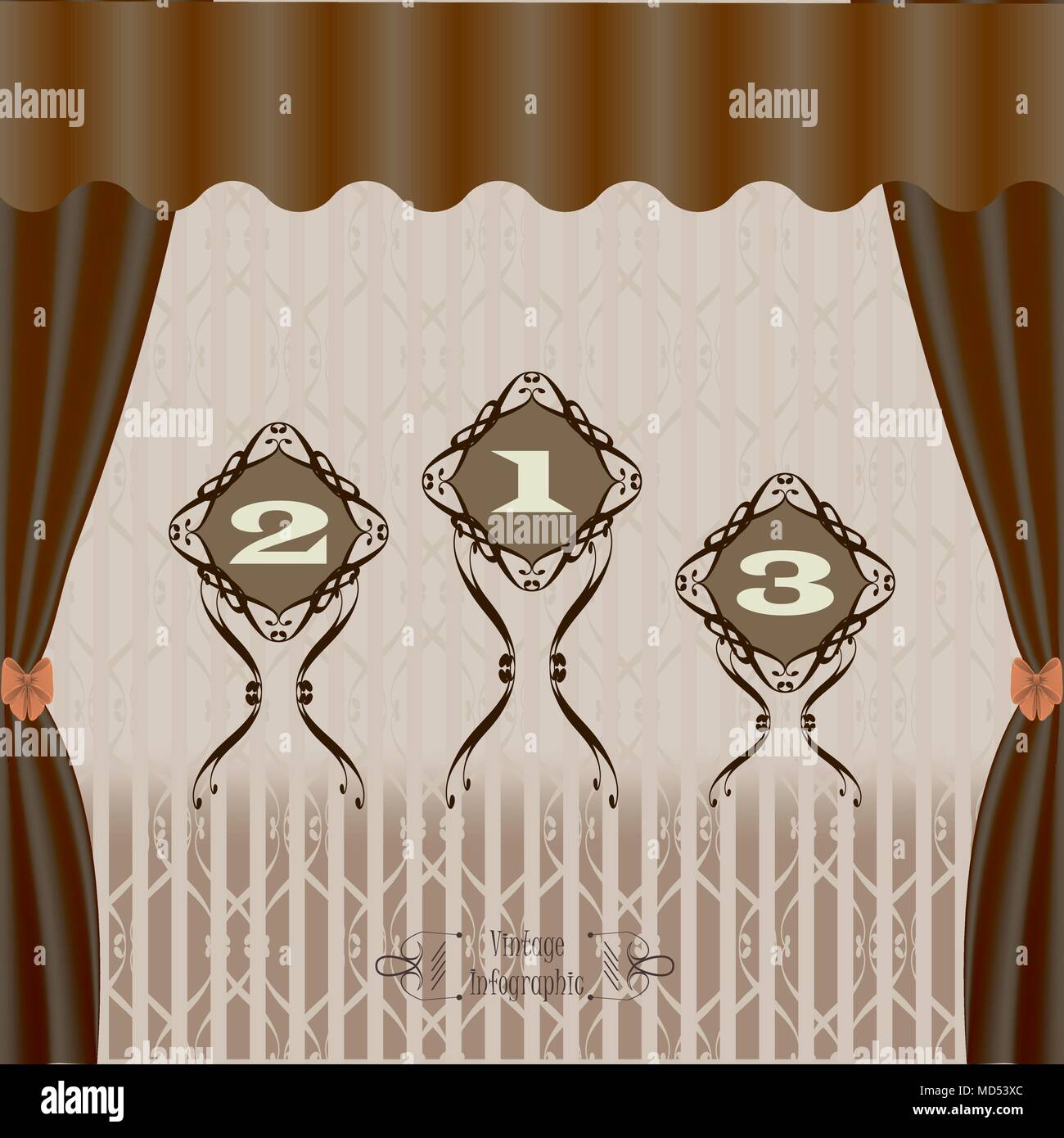 Vintage Infografik banner Vektorgrafik in Braun Stock Vektor