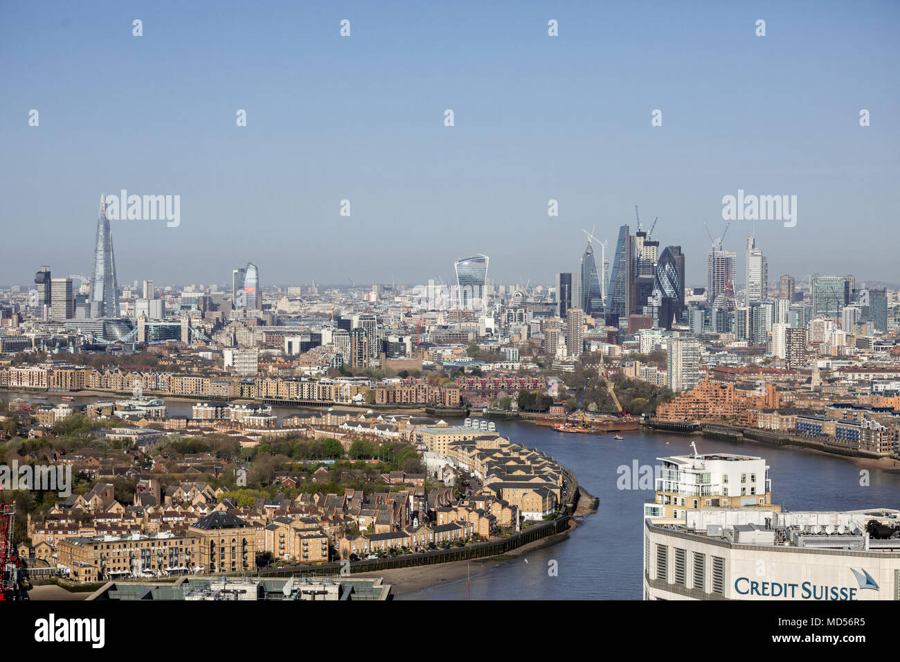 Blick auf die Stadt London Docklands Stockfoto