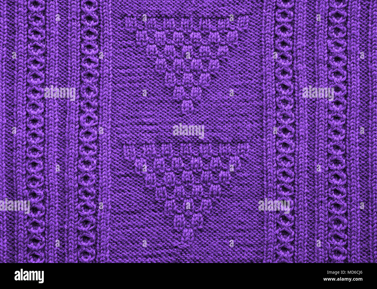 Uv-Textur aus Gewirken handgefertigt. Close Up. Tapeten oder abstrakt Hintergrund. Muster. Stockfoto