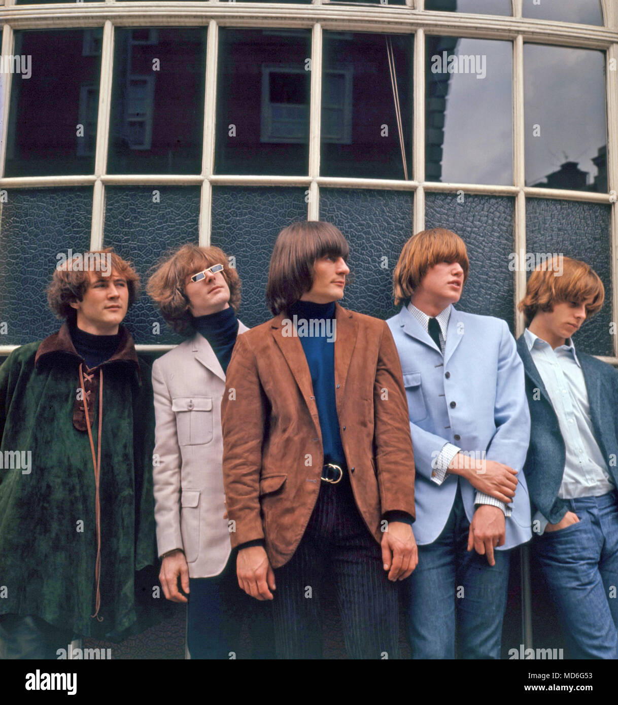 Die BYRDS US-Gruppe 1965 Pop. Von links: David Crosby, Roger McGuinn, Gene Clarke, Michael Clarke, Chris Hillman Stockfoto