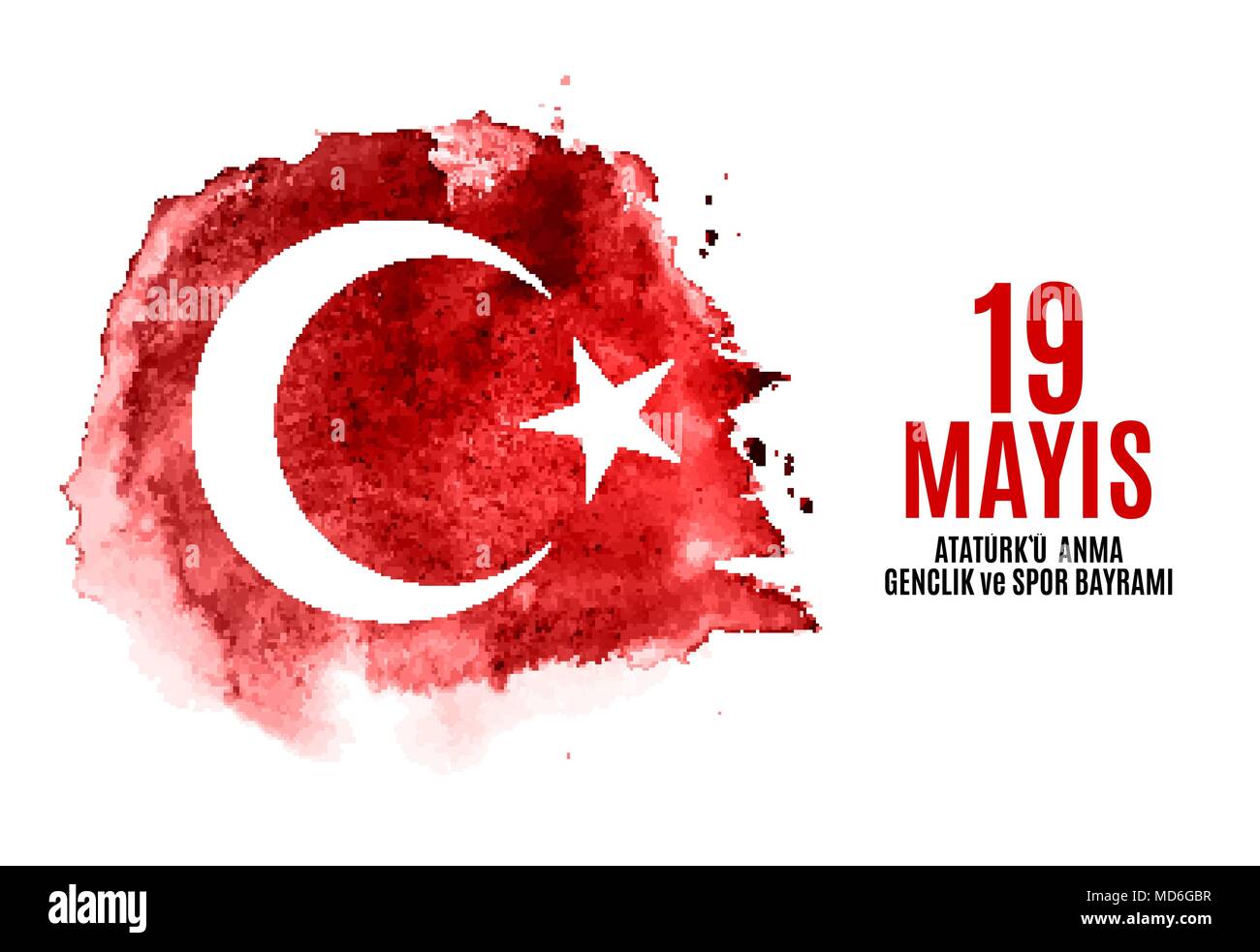 19. Mai gedenken an Atatürk, Jugend und Sport Tag (Türkisch: 19 Mayis Atatürk'u anma, genclik ve Spor bayrami). Türkische urlaub Grußkarte. Vector Illustration Stock Vektor