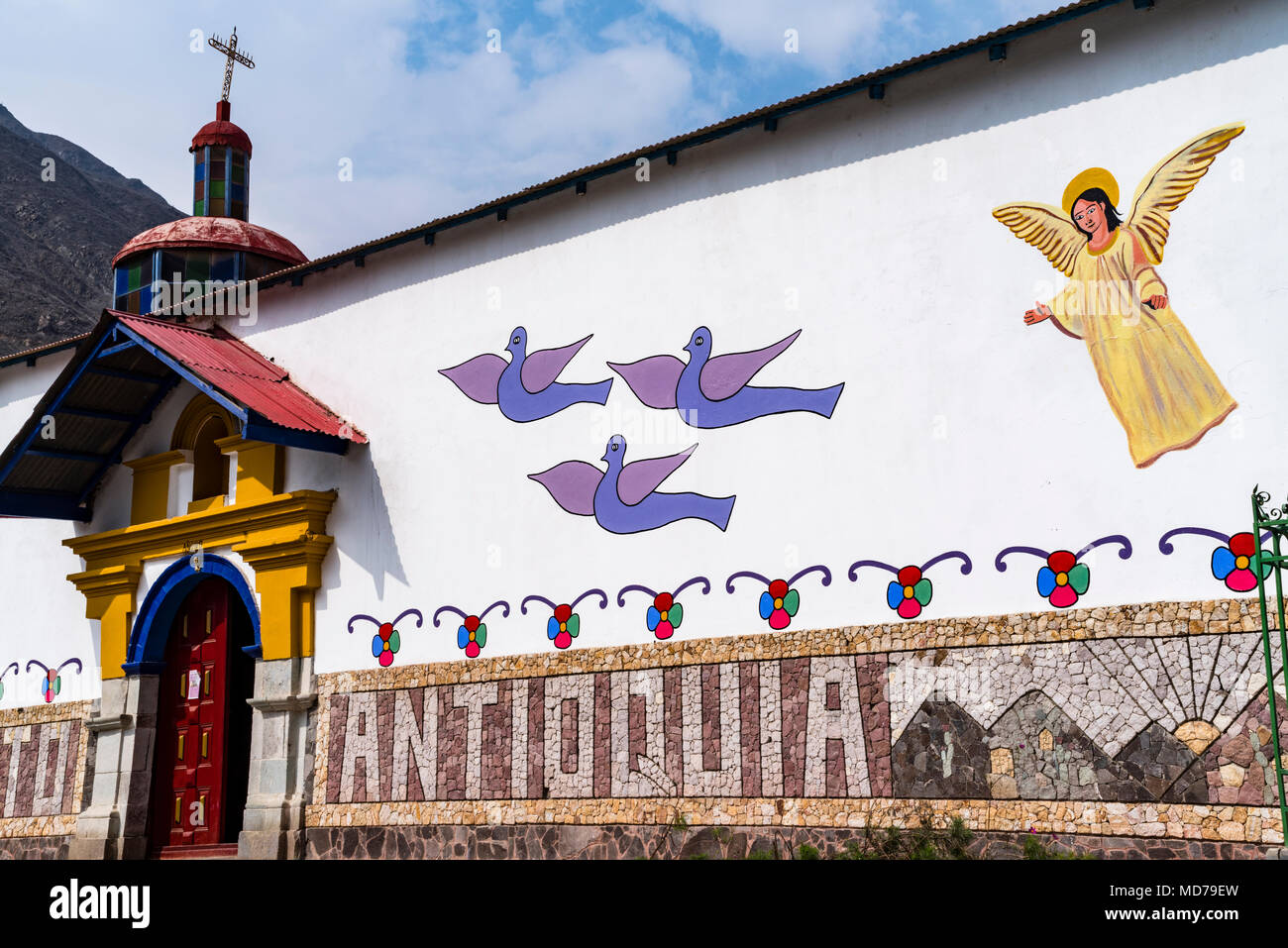 Kirche von Antioquia, Tal des Flusses Lurin, Lima, Peru. Stockfoto